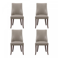 Connie Modern Vegan Leather and Velvet Wood Dining Chair in Taupe - Set of 4 