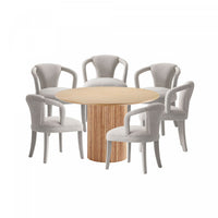 Hathaway and Palmer Modern Industry Chic 7-Piece Dining Set in Gold Dust and Natural Dining Room Set 