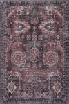 Aqua Brown Flames Washable Non-slip Low Pile Area Rug 5'x7' 