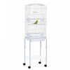 Pawhut 62\" Bird Cage Budgie Cage With Wheels, Detachable Stand, Storage, White