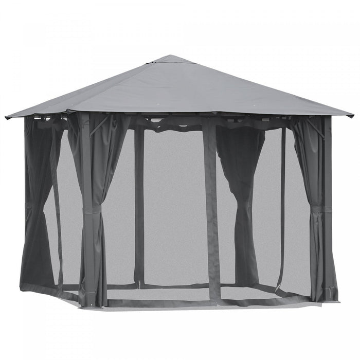 Outsunny 10' X 10' Patio Gazebo, Outdoor Gazebo Canopy Shelter With Netting & Curtains, Vented Roof,