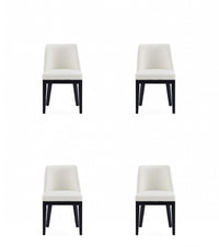 Gansevoort Modern Wood Vegan Leather Dining Chair in Ivory - Set of 4