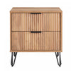 Dumbo Modern 20\" Fluted Nightstand in Golden Brown (2-Drawer) 