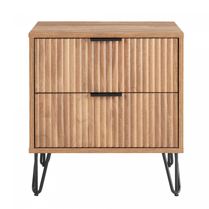 Dumbo Modern 20\" Fluted Nightstand in Golden Brown (2-Drawer) 