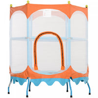 Qaba Trampoline for Kids, 4.6FT Toddler Trampoline Indoor Outdoor Mini Recreational Trampoline with Handlebar, Safety Enclosure Net, Birthday Gifts for Boy Girl, Blue