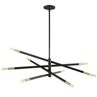 Dainolite Wand 8 Light Chandelier Large Matte Black/Aged Brass Lamp