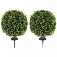 HOMCOM 2 PCs Artificial Eucalyptus Topiary Ball with Ground Stakes