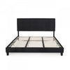Lucia Upholstered Platform Bed Frame With Tufted Waffle Stitching,king Size,black King Bed 