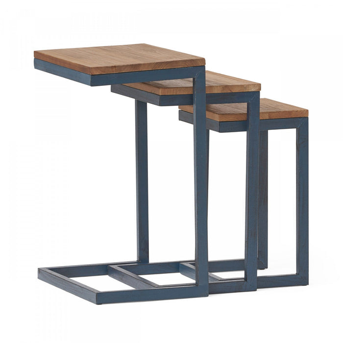 Nydia Industrial Firwood Nesting Tables Set Of 3 - Natural 