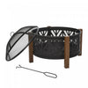 Outsunny 31" Fire Pit, 2-in-1 Wood Fire Pit Brazier With Lid, Grill, Black