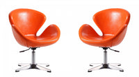 Raspberry Modern Upholstered Swivel Lounge Chair in Orange - Set of 2 Accent Chair