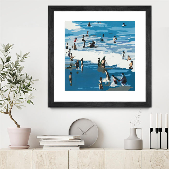 \"Surf's Up\" Matted and Framed Black 30x30 Wall Art