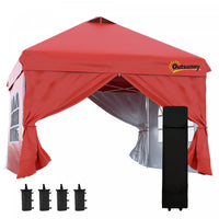 Outsunny 10' X 10' Pop Up Canopy Tent, Instant Sun Shelter, Tents For Parties, With Wheeled Carry Ba