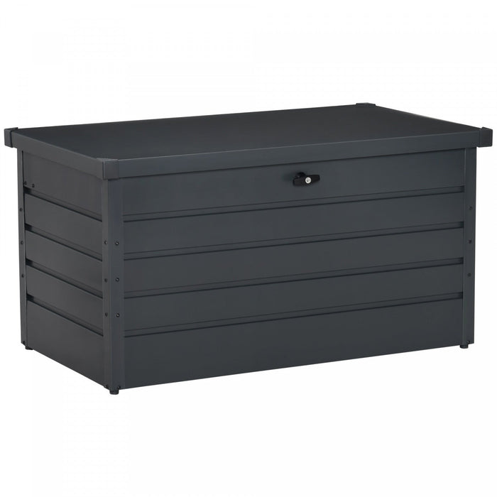 Outsunny Steel Deck Box, 68 Gallon Large Outdoor Storage Container With Lock For Pool Toys, Garden T