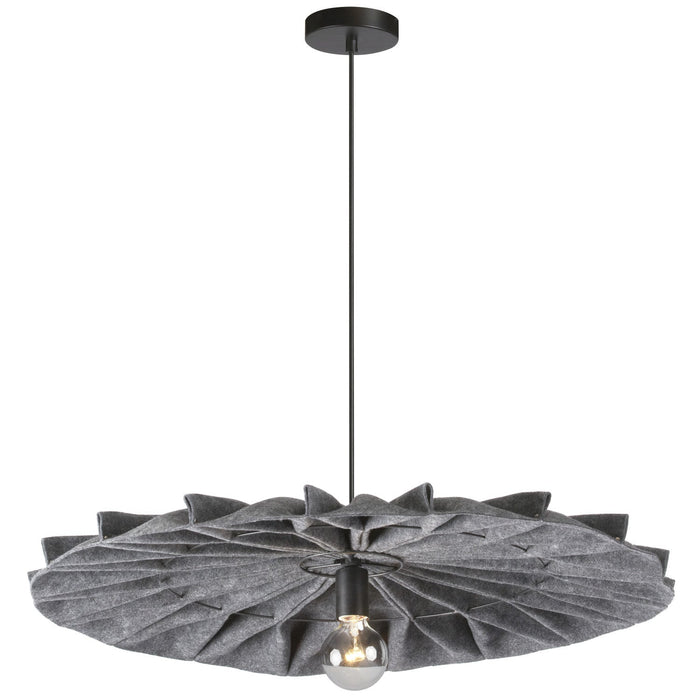 Dainolite Plegado 1 Light Pendant Matte Black Grey Felt Shade Lamp