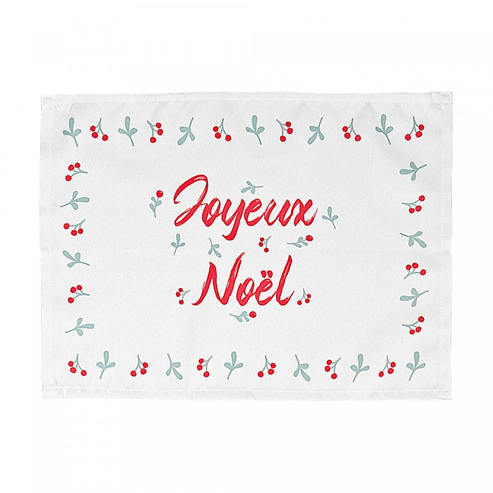 Holly Berries Border Placemat Joyeux Noel - Set of 12