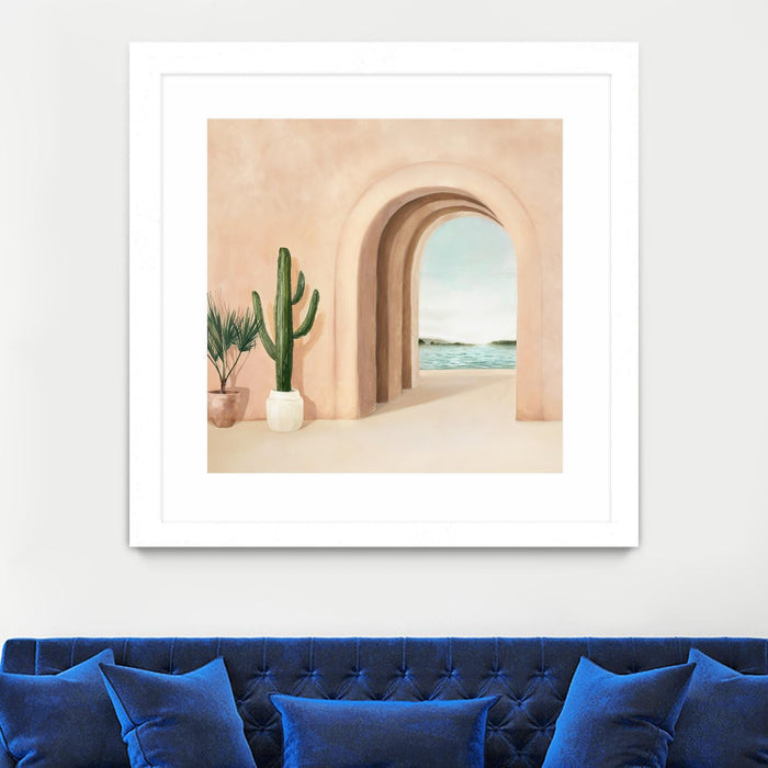 \"Coastal Arch\" Matted and Framed White 30x30 Wall Art