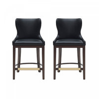 Blair Modern Wood Upholstered Counter Stool in Black - Set of 2 Bar Stool 
