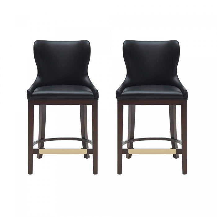 Blair Modern Wood Upholstered Counter Stool in Black - Set of 2 Bar Stool 
