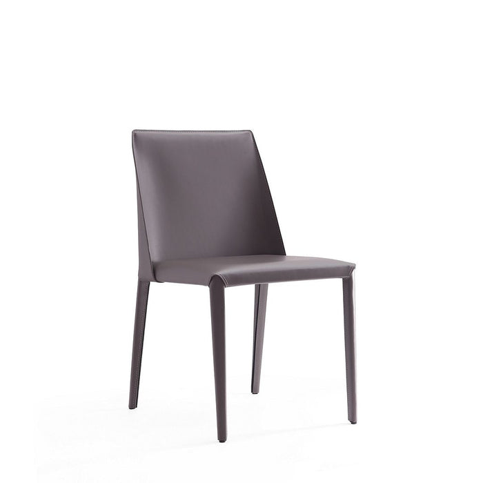 Manhattan Comfort Set of 2 Paris Saddle Leather Dining Chairs - Grey