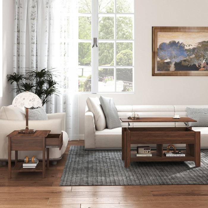 Strauss Lift-top Coffee & End Table Brown, Set Of 2 Occasional Table Package 