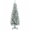 Homcom 6ft Flocked Pencil Artificial Christmas Tree With Steel Base, Green
