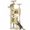 PawHut 63" Cat Tree, Cat Tower for Indoor Cats with Scratching Posts, Cat Condos, Bed, Platforms, Ramp, Toy Ball, Cat Activity Center, Cream White