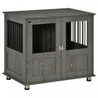 Pawhut Dog Crate Furniture With Lockable Magnetic Door, Adjustable Feet, Indoor Dog Kennel End Table
