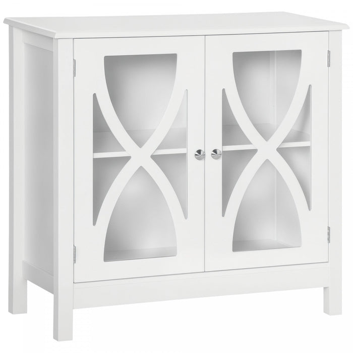 HOMCOM Kitchen Sideboard, Glass Door Buffet Cabinet with Adjustable Shelf