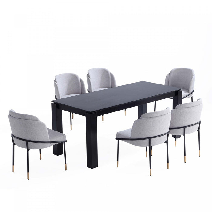 Flor and Rockaway Modern Industry Chic 7-Piece Dining Set in Gray and Black 