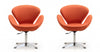 Raspberry Modern Upholstered Swivel Lounge Chair in Orange - Set of 2 Accent Chair 