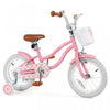 Costway 14" Kid's Bike With Removable Training Wheels & Basket For 3-5 Years Old Pink