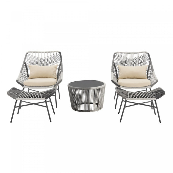 Ashland Modern 5-Piece Conversation Set in Cream 