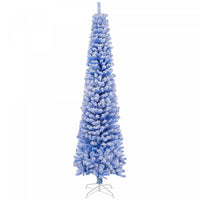 Homcom Snow Flocked Pencil Christmas Tree Slim Artificial Christmas Tree