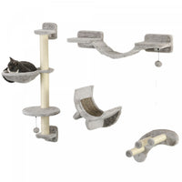 Pawhut Cat Wall Shelf With Scratching Post, Jumping Platform With Soft Ladder, Cat Wall Shelves For 