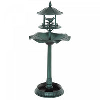 Outsunny 3-in-1 Garden Bird Bath Bowl Pedastal with Bird Feeder, Green