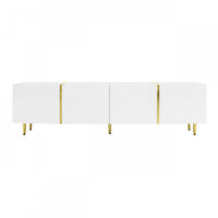 Frances Modern Tv Stand With 4 Doors,high-gloss White Tv Stand