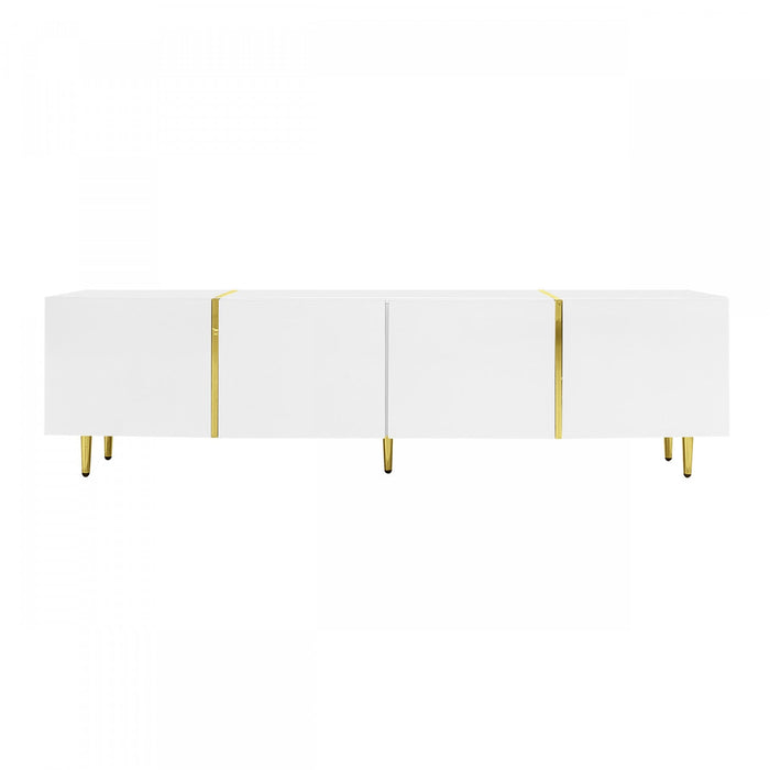 Frances Modern Tv Stand With 4 Doors,high-gloss White Tv Stand 