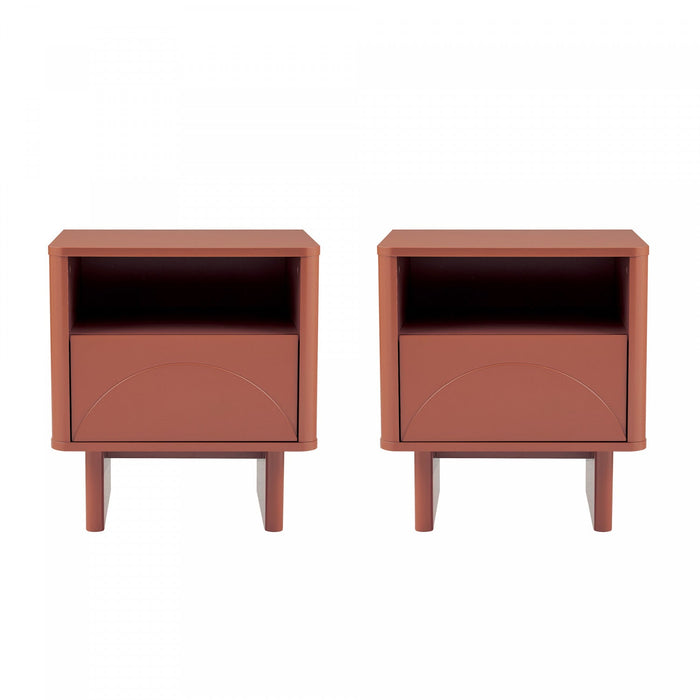 Ella Modern 20\" Nightstand in Terracotta (1-Drawer) - Set of 2 