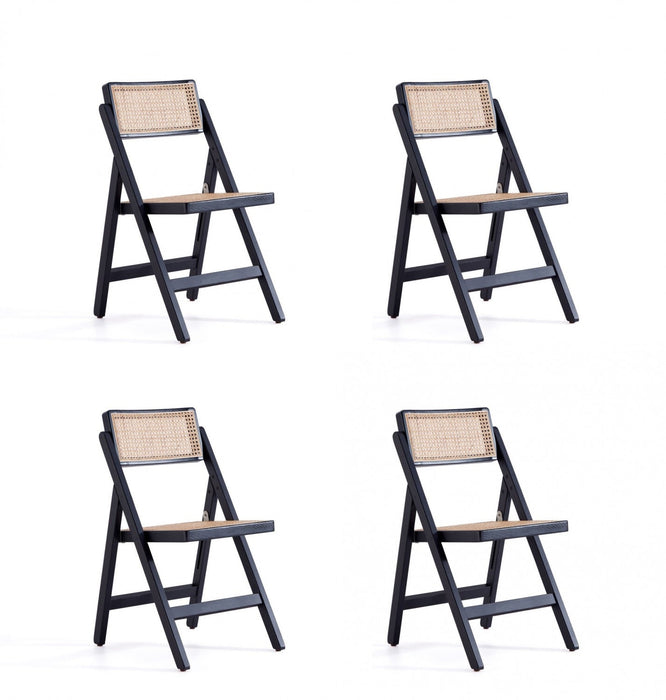 Pullman Industry Chic Wood Folding Chair in Black and Natural - Set of 4 Dining Chair 