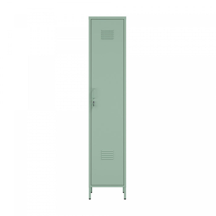 Naomi Modern 15\" Metal Storage Cabinet in Sage Green Armoire 