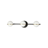 Dainolite Sofia 3 Light Vanity Light Matte Black/Aged Brass White Opal Glass Lamp