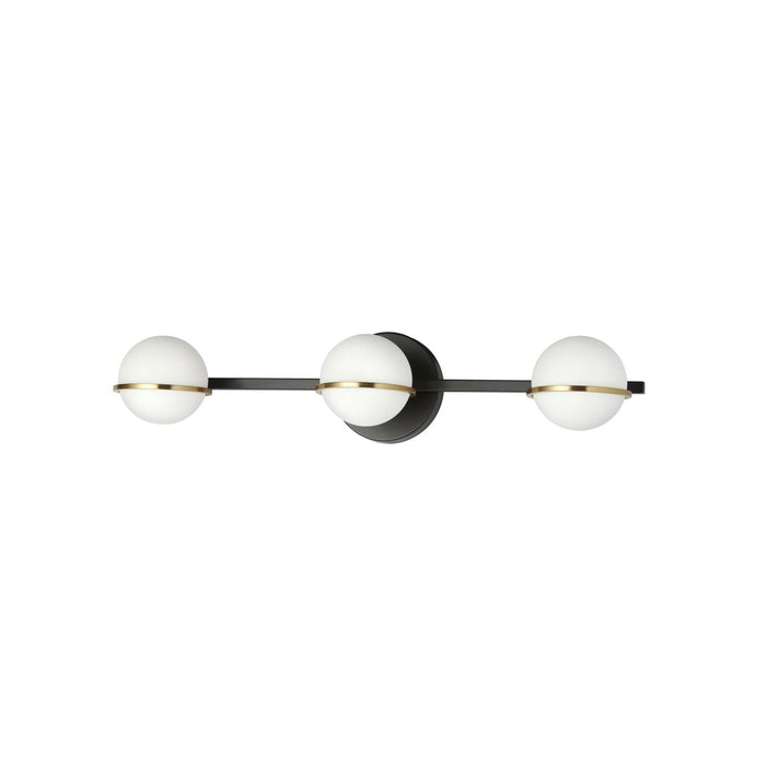 Dainolite Sofia 3 Light Vanity Light Matte Black/Aged Brass White Opal Glass Lamp