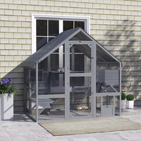 Pawhut Catio Outdoor Cat Enclosure, Large Kitten House With Waterproof Cover, 2 Resting Boxes, 4 Platforms, Bridge, Wooden Cat Cage Outdoor For 2-4 Kittens, 73