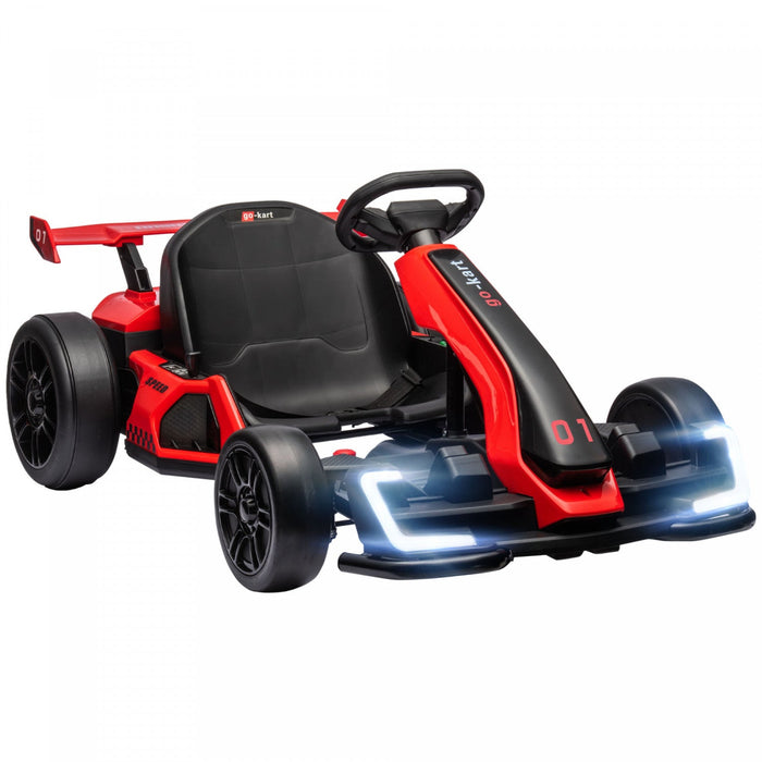 Aosom Go Kart, 24v Kids Drift Kart With Adjustable Seat, Battery Powered Ride-On Toy With Slow Start