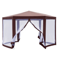 Outsunny 13' X 11' Hexagonal Garden Gazebo Patio Party Outdoor Canopy Tent Sun Shelter W/ Mosquito N