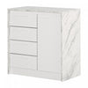 Myro Compact Kitchen Island With Storage - Faux White Marble And White 