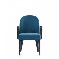 Hillman Modern Wood Upholstered Armchair in Blue Dining Chair