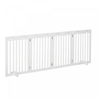 Pawhut Freestanding Pet Gate 4 Panel Dog Barrier Folding Safety Fence With Support Feet Up To 80.25