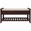 Stephanie Pine Wood Shoe Rack Bench With Cushioned Seat With Storage Drawers - Espresso 